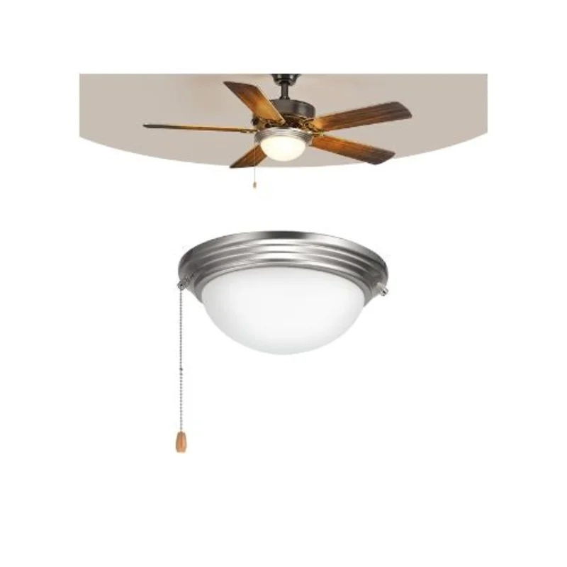3000K Warm Glow Decorative 750 Lumens Ceiling Fan Light Add-On Frosted Glass & Nickel Finish