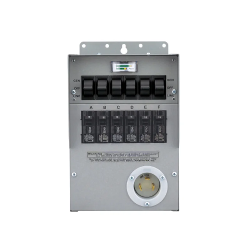 30A 125V 6 Circuit Gray Metal Portable Generator Transfer Switch 306A1