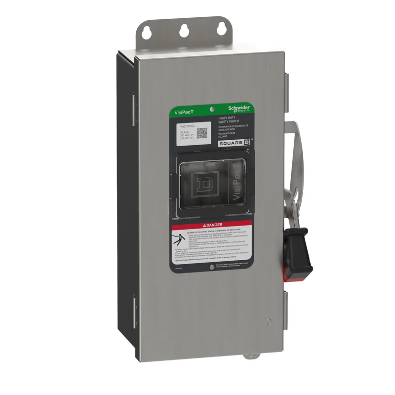 30A 240VAC 250VDC 2 Pole Single Steel Heavy Duty Safety Switch VH221DSGL