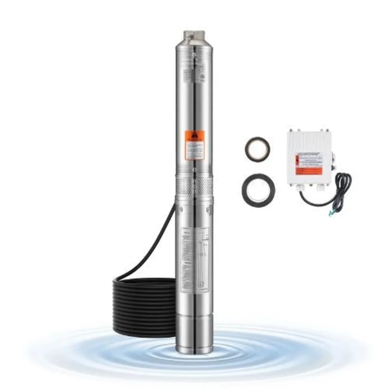 31.7 GPM, 207ft Head, Stainless Steel 1HP Deep Well Submersible Pump for Home, Farm, and Irrigation