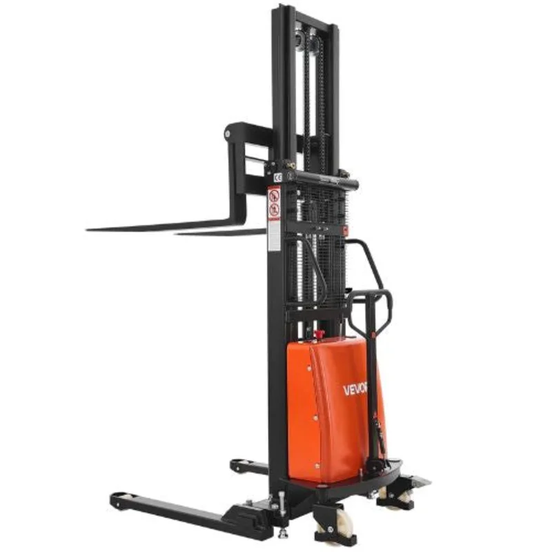 3300 lbs Load Capacity Semi Electric Pallet Stacker Adjustable Fork Width