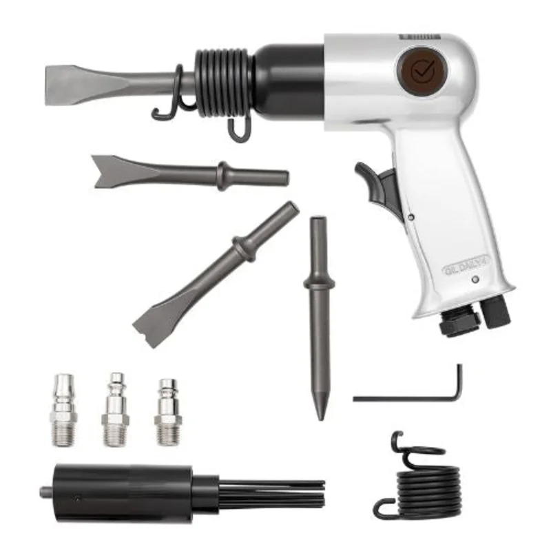 3500 BPM Air Hammer with 2.76 inch Stroke & 4PCS Chisels Round Shank for Cutting Punching Scraping
