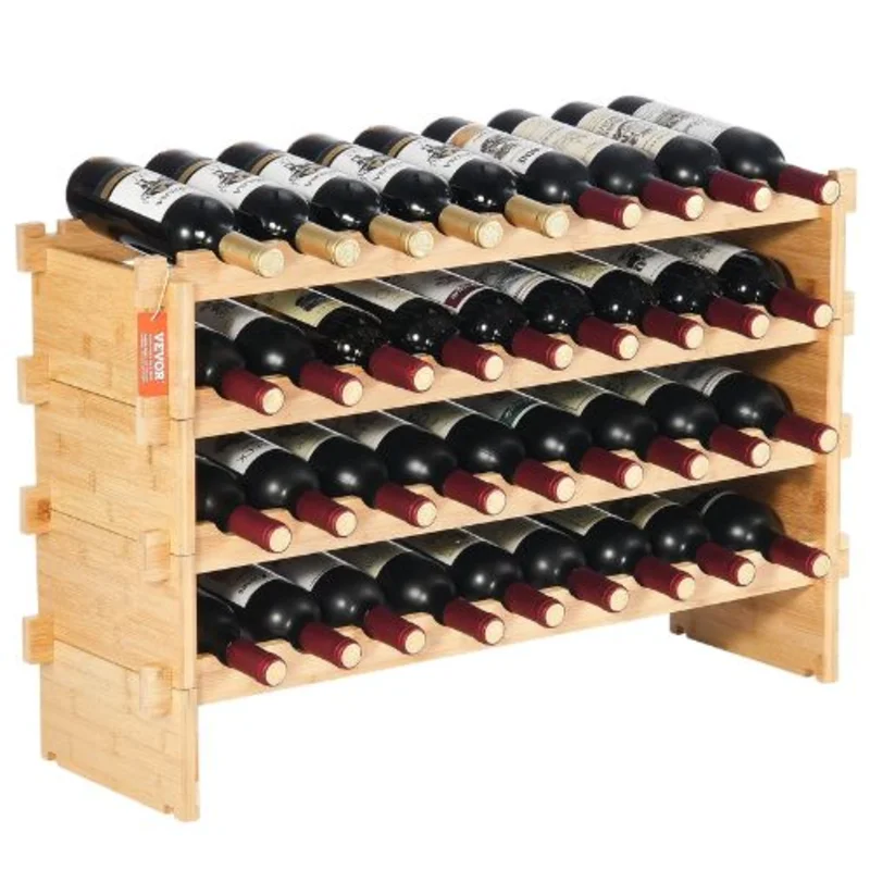 36 Bottle Wine Rack for Kitchen Bar and Cellar (Natural Color) (4-Tier)