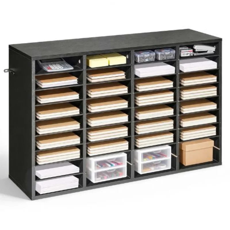 36 Compartment Desk Literature Organizer File & Mail Sorter  (Black)