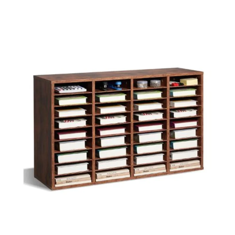 36-Compartment Wooden Literature Organizer Mail Sorter  (Dark Brown)
