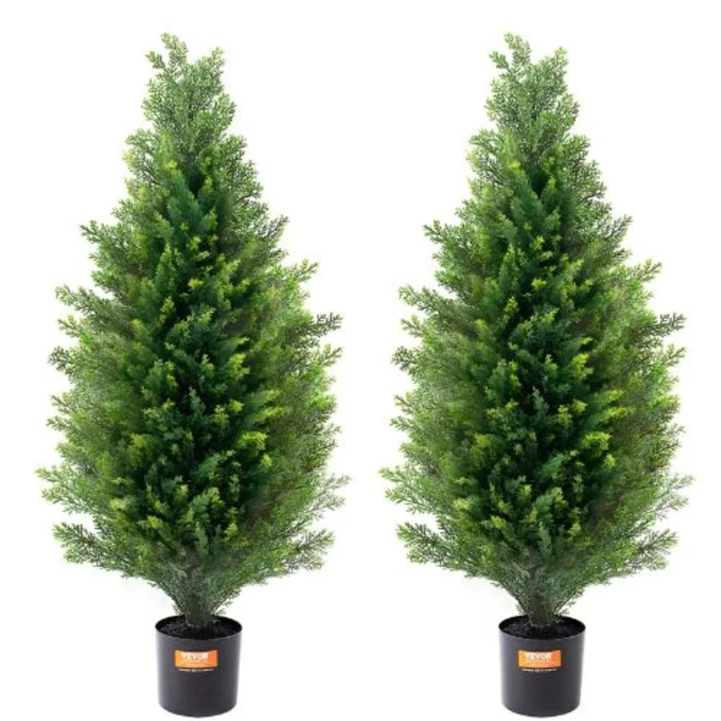 36 Inch Topiary Tree Faux Plant UV Decor Indoor and Outdoor Artificial Cedar SM-BS-90 (Pack of 3)