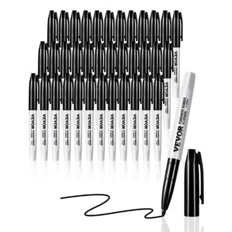 36-Pack Permanent Markers Fine Point Quick-Drying & Fade-Resistant for Various Surfaces (Black)