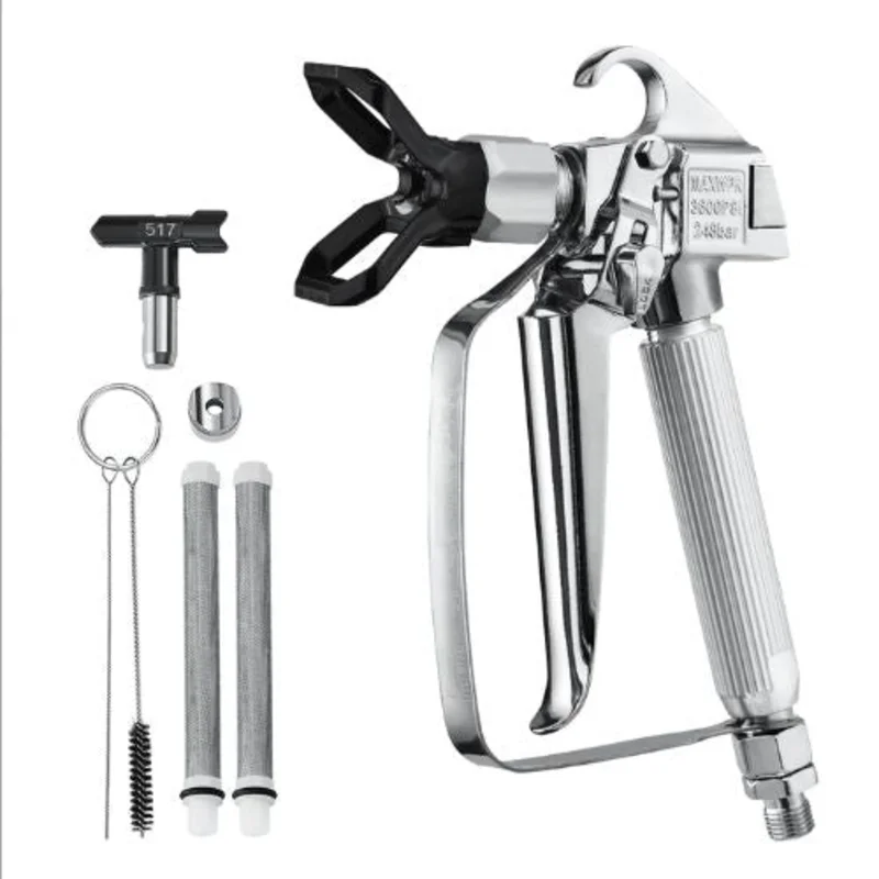 3600 PSI Airless Paint Sprayer Gun 517 Tip Swivel Joint Filters Cleaning Needle & Brush
