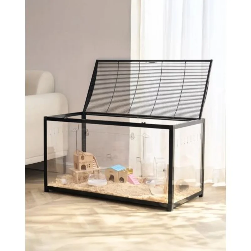 37.8"x18.5"x21.7" Transparent 360 Hamster Cage Ventilated Small Animal Habitat with Front Door