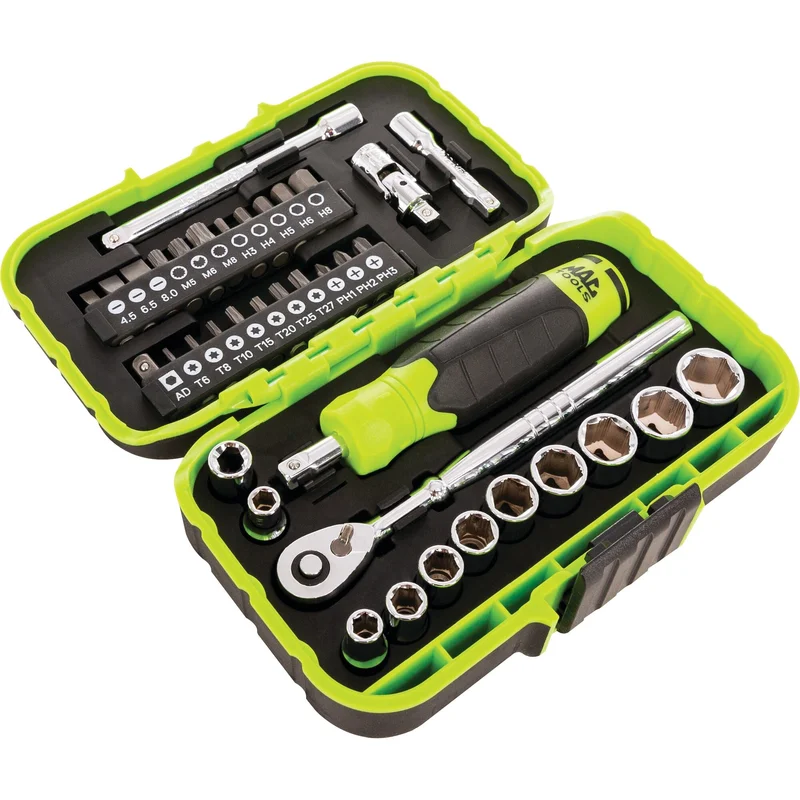 38-PC. 1/4" Drive SAE Precision Torque Micro Set - Hi-Vis Green