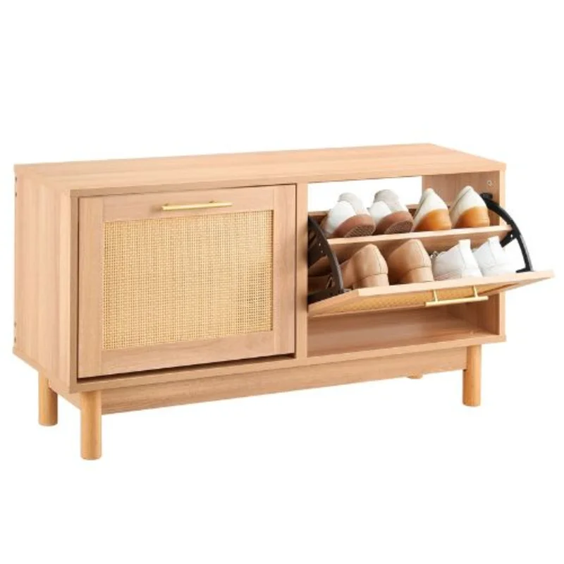 39.4 x 11.8 x 20.9 In Entryway Shoe Bench Storage with 2 Flip Drawers for Hallway Living Room Bedroom
