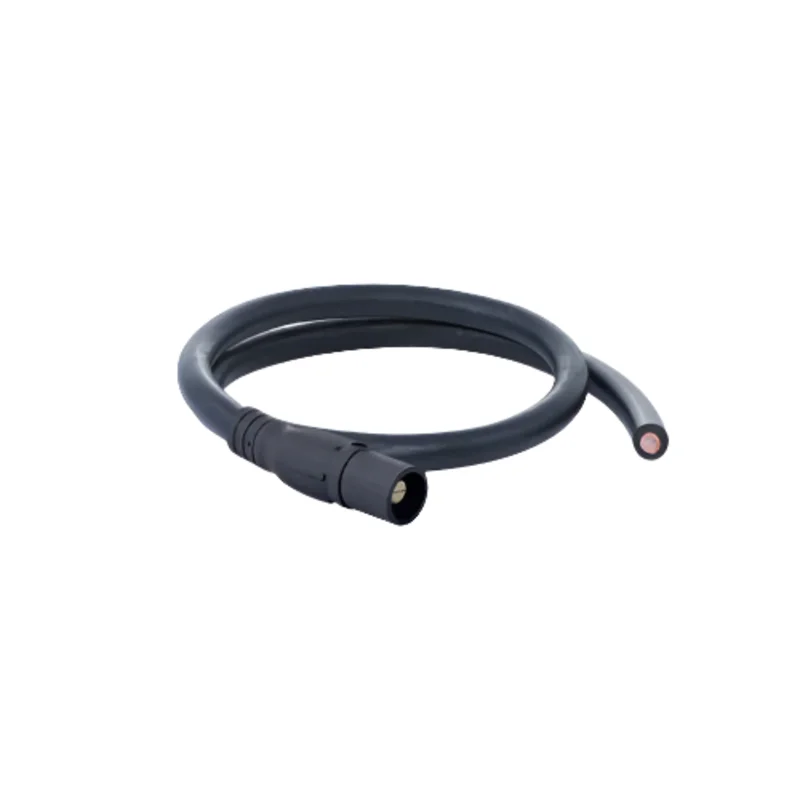 4/0 AWG Genflex Type W Power Cable CAM Male Connector to Opposite Bare Black