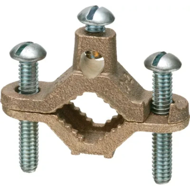 4-1/2 Inch 10 to 2 AWG Bare Wire Ground Clamp With Galvanized Steel Screw Solid Brass 723B