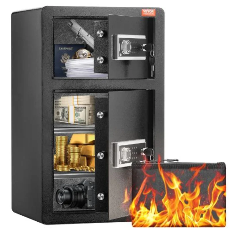 4.5 cu.ft Double Doors Safe Box with Key Lock & Password for Money Documents Jewelry and Valuables