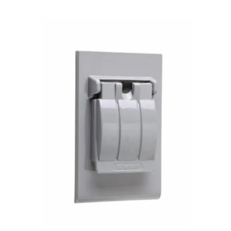 4.5 Inch Length Gray Thermoplastic Single Receptacle Weatherproof Cover With Three Position Flip Lid 3760