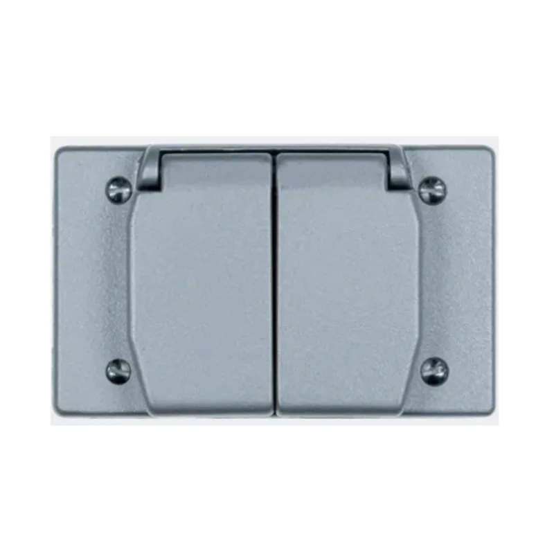 4.563 Inch Width Gray Weatherproof Heavy Cast Aluminum Duplex Receptacle Cover 4510