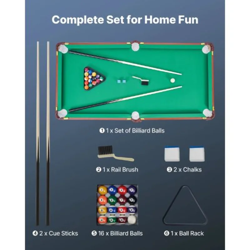4.5ft Folding Pool Table  Brown Frame Blue Cloth for Family Use Recreation Room