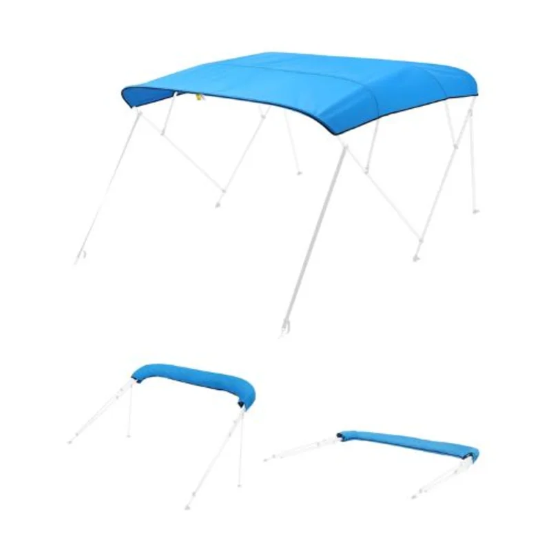 4 Bow Bimini Top Replacement Canopy 600D Waterproof Polyester Boat Sun Shade 96 L x 97 -103 W Pacific Blue (Frame Not Included)