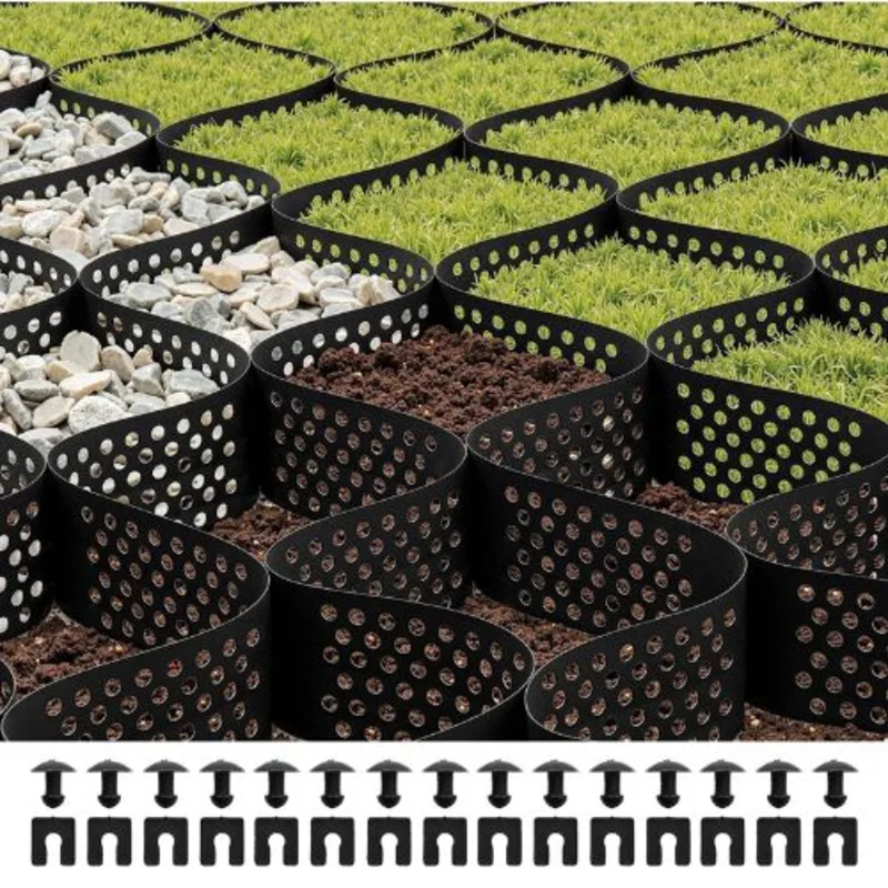 4 in Gravel Grid Permeable Grass and Ground Stabilizer for Driveways RV Parking Slopes (17.06 x 8.86 FT)
