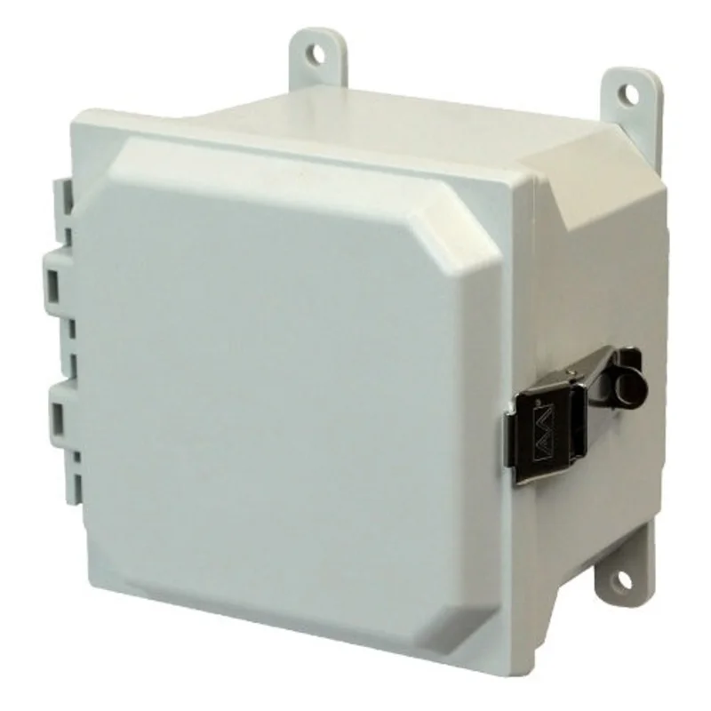 4 Inch Depth Metal Snap Latch Hinged Cover Fiberglass Enclosure AMU664L