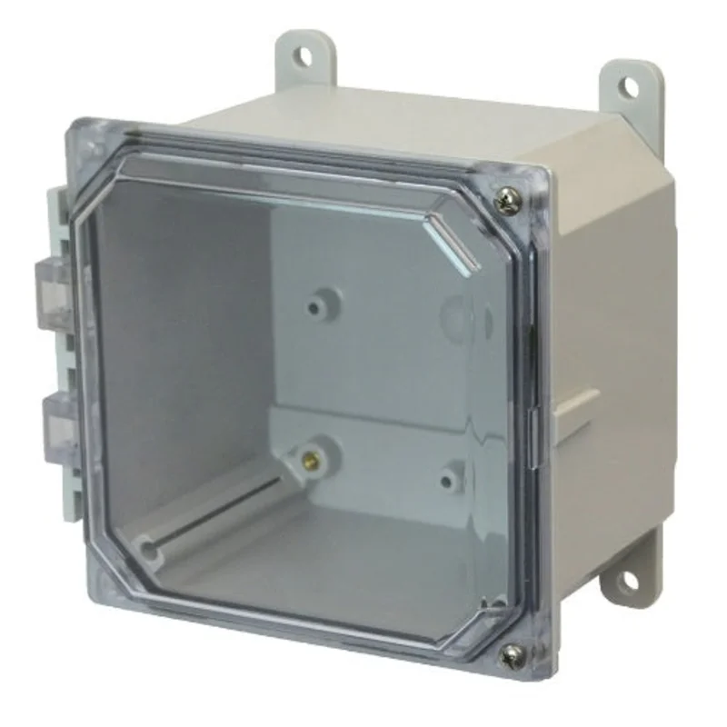 4 Inch Depth Polycarbonate Wall Mount Electrical Enclosure with Clear Cover AMP664CCH