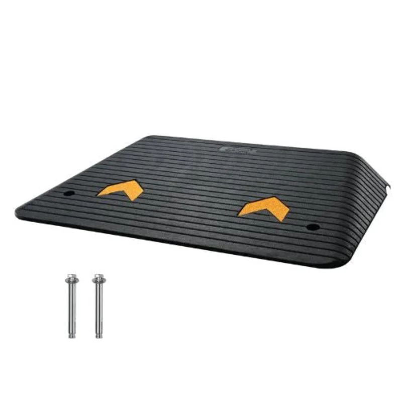 4 Inch Upgraded Rubber Threshold Ramp Natural Rubber Car Ramp with Non-Slip Textured Surface for Wheelchair and Scooter