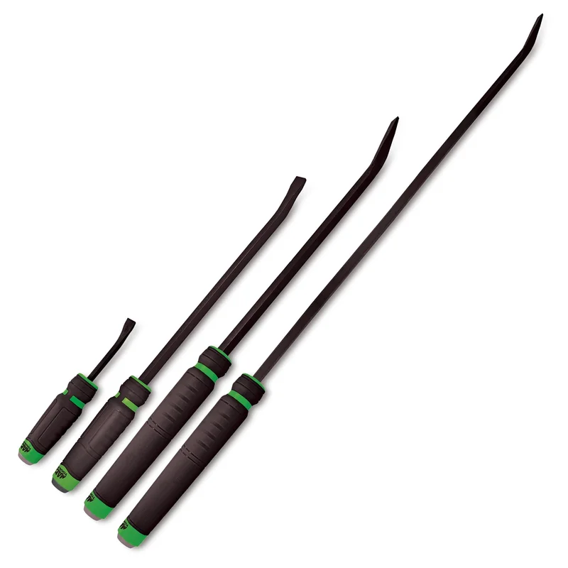 4-PC. Capped Comfort-Handle Curved-Head Pry Bar Set Hi-Vis Green