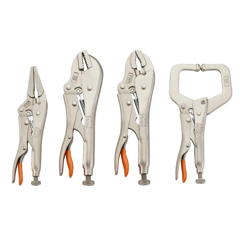 4-PC. Trigger Release Locking Pliers Set - Orange