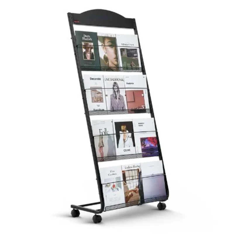 4-Tier Brochure Display Rack with Wheels Floor Stand HS-Z13