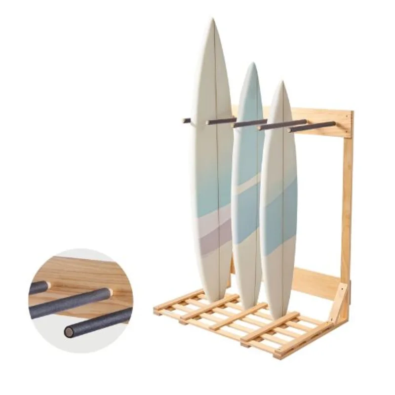 4 Tiers Vertical Surfboard Stand for Wakeboards Snowboards Kiteboards Shortboard Skis