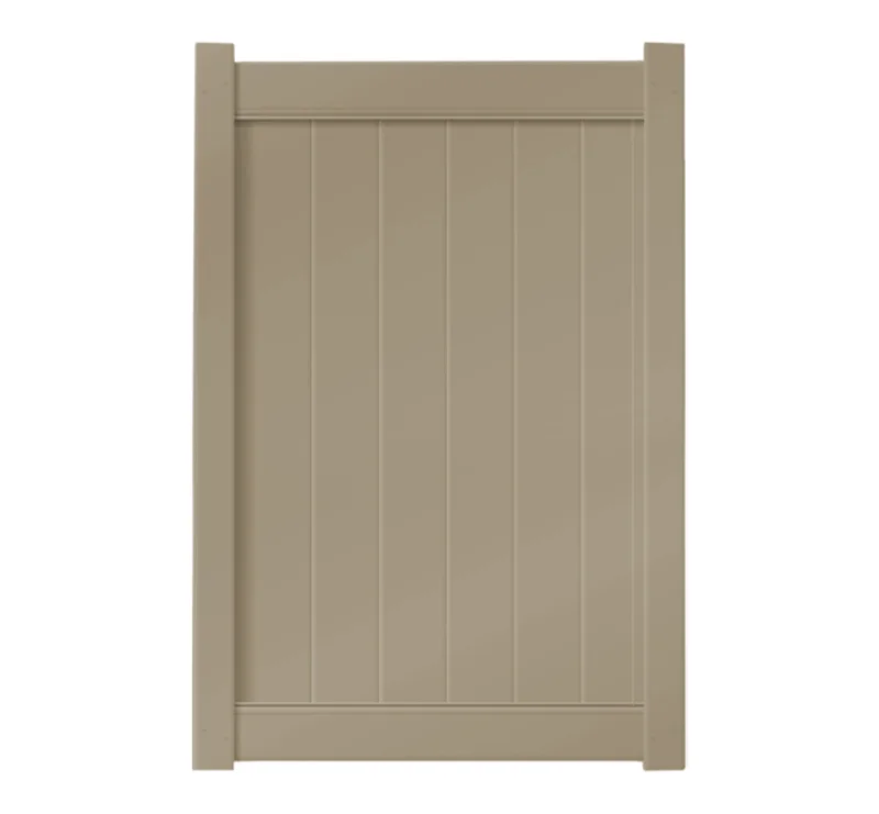 4' x 6' Khaki Single Swing Vinyl Gate
