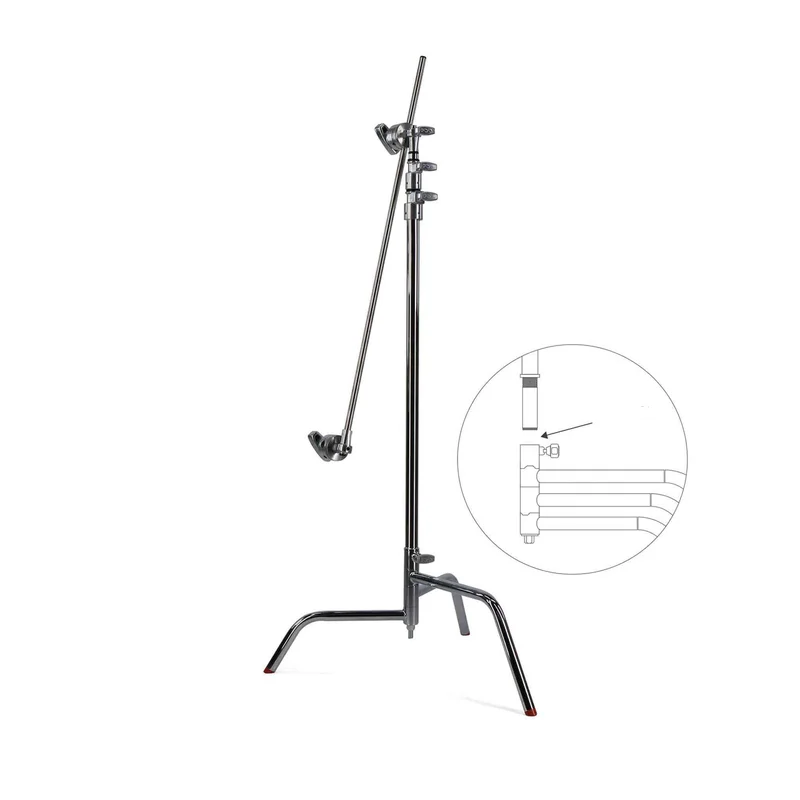 40" C+Stand w/Spring Loaded Turtle Base, Includes Grip Head & Arm Chrome
