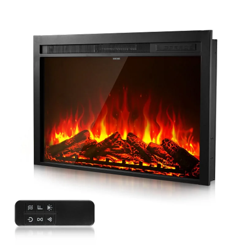 40 Inch Electric Fireplace Insert Wall-Mounted Recessed Heater 750W/1500W with Remote Control