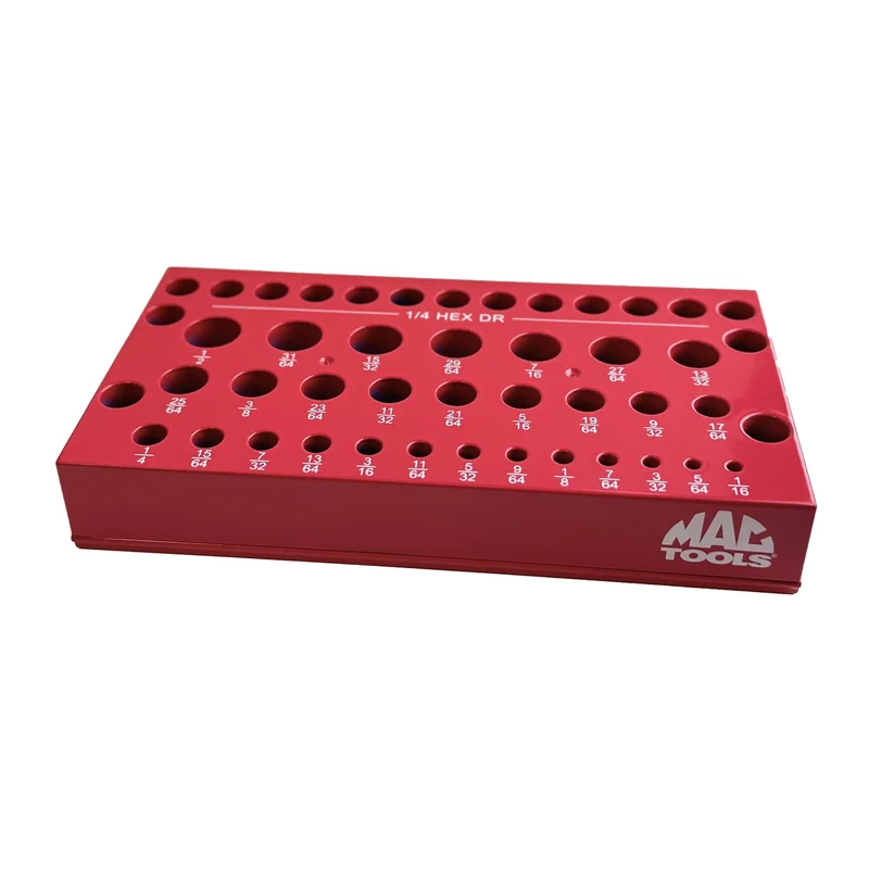 42-Slot Magnetic Drill Bit Holder - Red