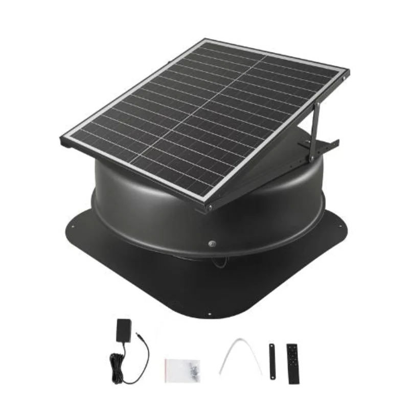 42W Solar Attic Fan, 2800 CFM High Airflow, Low Noise & Weatherproof with 110V Smart Adapter Ideal for Home, Garage, Greenhouse, Shop, RV