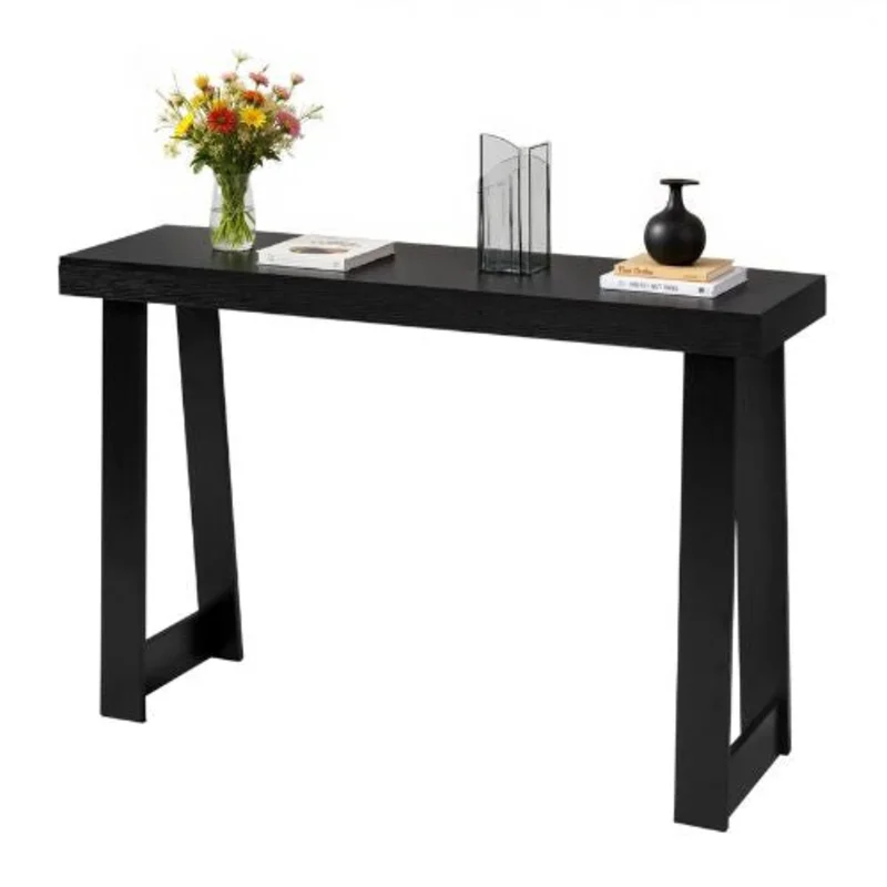 46" Modern Console Table Narrow Sofa Table, Easy Assembly (Black)