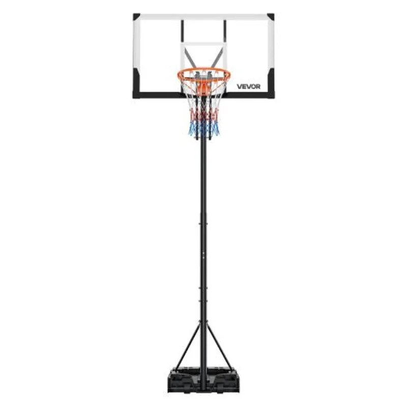 48 inch 5.25 to 10 ft Height Adjustment Portable Basketball Stand for Kids Teens Adults in Driveways Pools