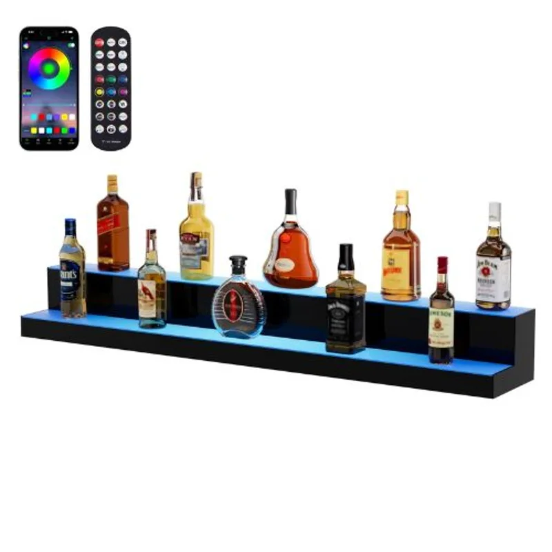 48 inch LED Lighted Liquor Bottle Displaywith RF Remote & App Control