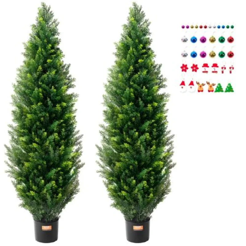 48 Inch Topiary Tree Faux Plant UV Decor Indoor and Outdoor Artificial Cedar SM-BS-120 (Pack of 4)