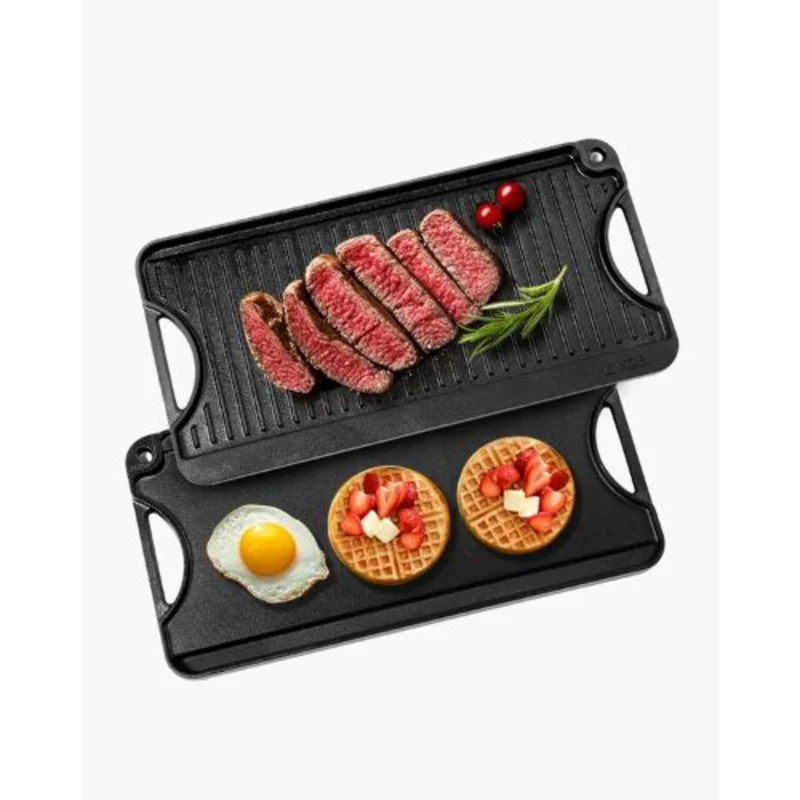 492x218 mm Black Reversible Iron Griddle for Indoor/Outdoor Stove Top Burner Gas Camping BBQ
