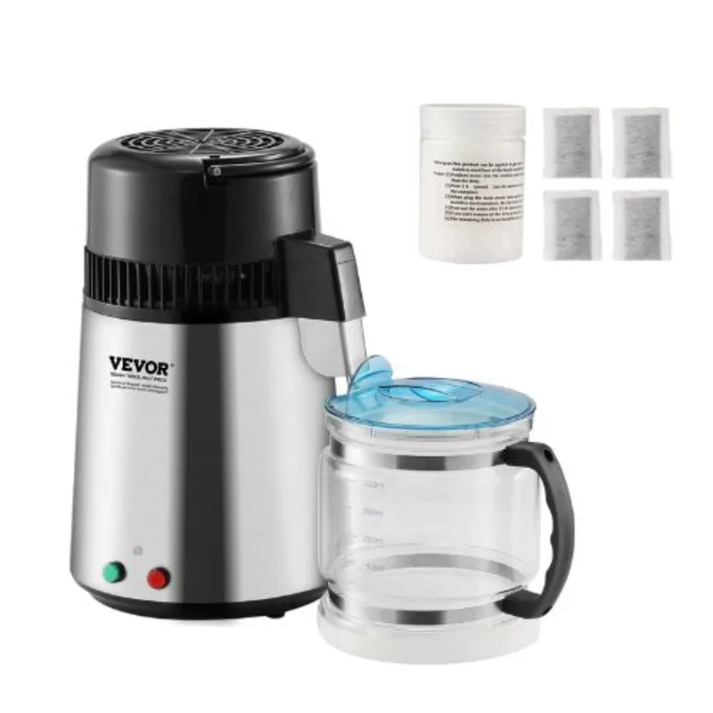 4L Water Distiller, 1.05 Gallon Pure Water Purifier for Home, 750W Stainless Steel Interior Distilled Water Maker - (Silver)