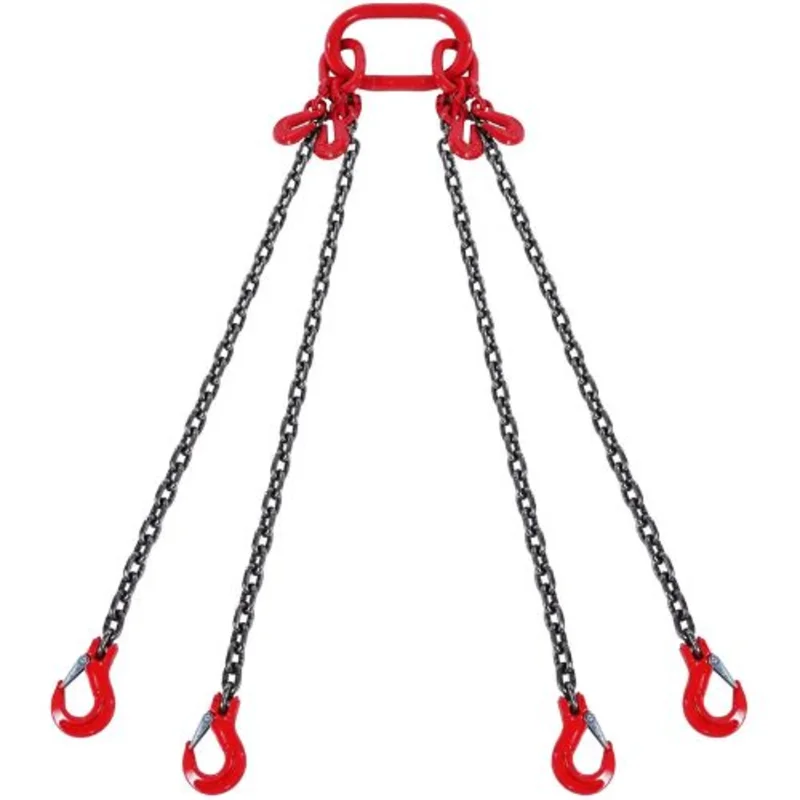 5/16 Inch Chain Sling Chains with Hooks for Engine Hoist Engine Lift Chain with 4 Leg Grab Hooks & Adjusters