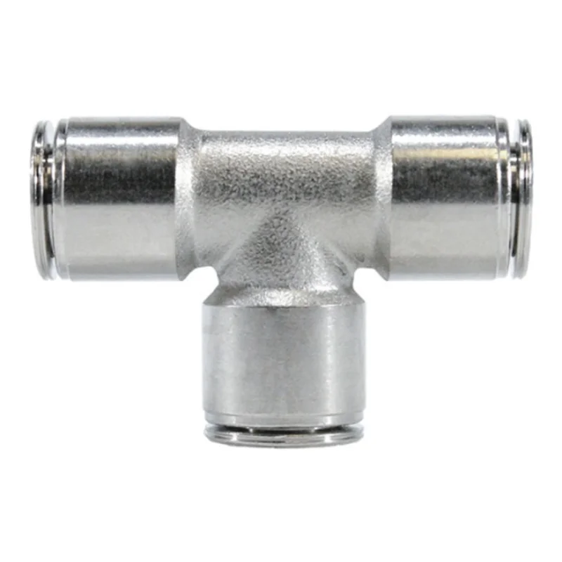 5/16 Inch Push-to-Connect 5/16 Inch 5/16 Inch Union Tee with Nickel Collet Nickel-Plated Brass 20031