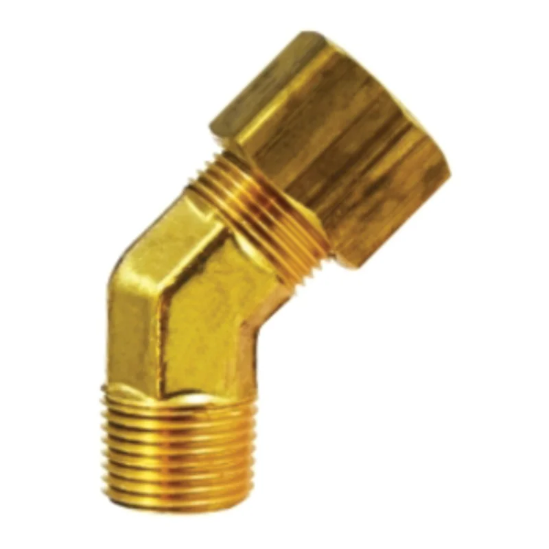 5/16 Inch Tube OD 1/4 Inch Male Aluminum and Thermoplastic NPTF Elbow Brass 18332