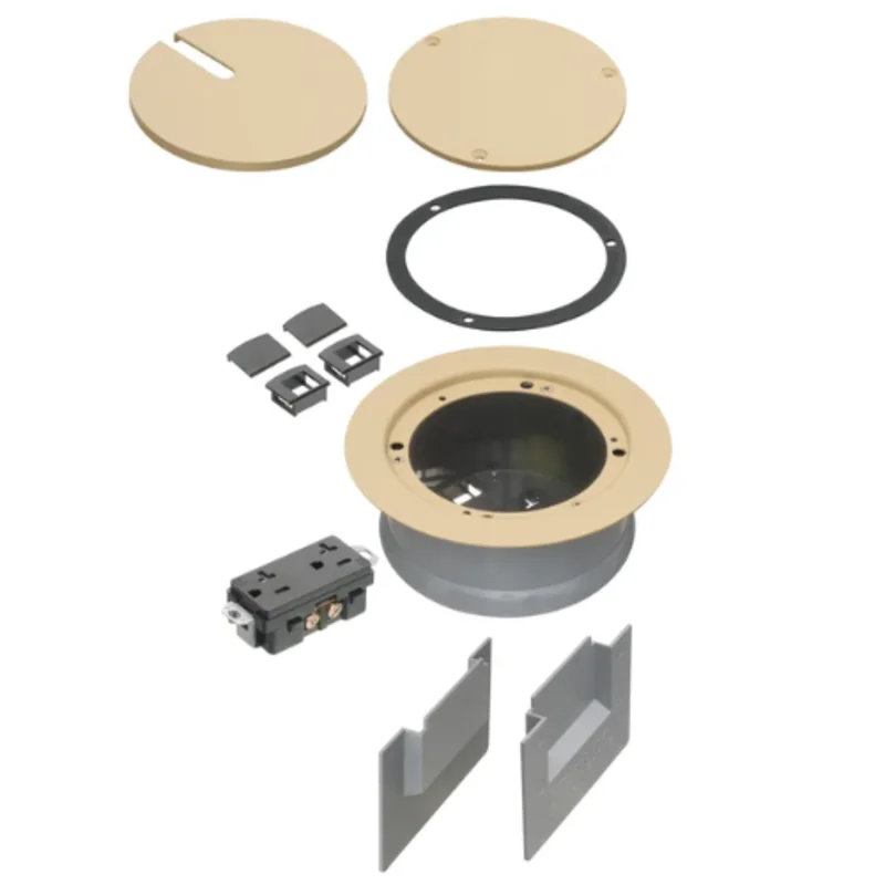 5.5 Inch Non Metallic Floor Box Kit with Light Almond Cover FLBC5540LA