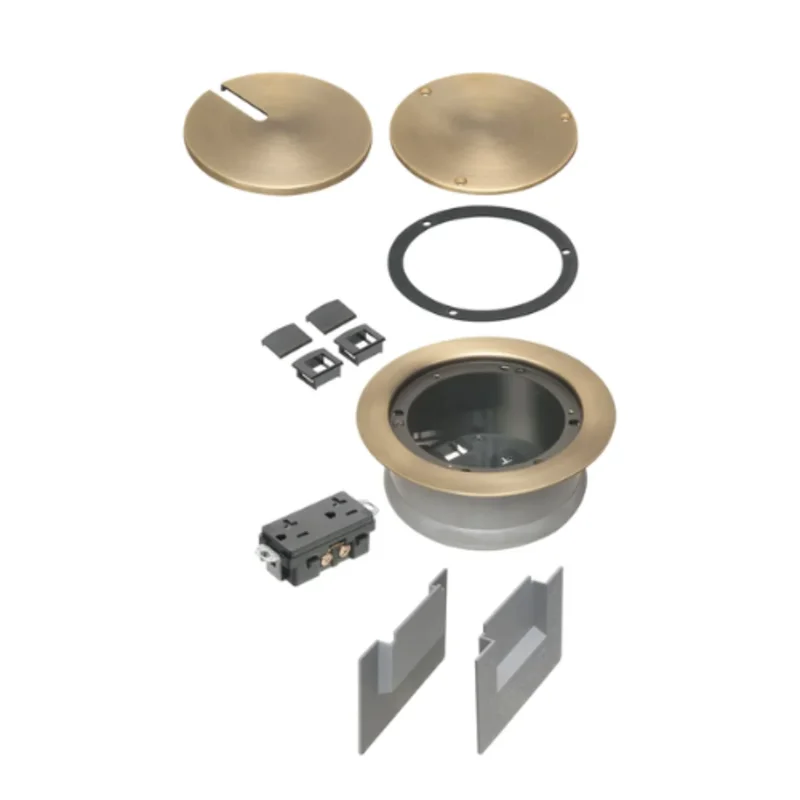 5.5 Inch Round Cover Kit With Leveling Ring For FLBC Floor Boxes Brass