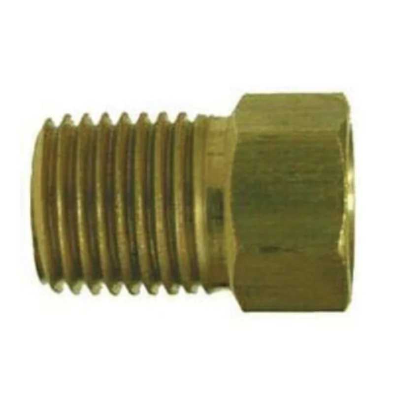 5/8 Inch Inverted Flared 1/2 Inch FNPTF Brass Straight Adapter 12039