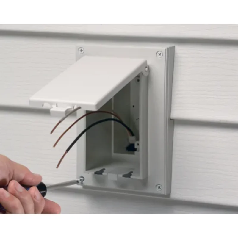 5/8 Inch Low Profile Vertical Box For New Construction On Any Siding White Cover DBVR151W