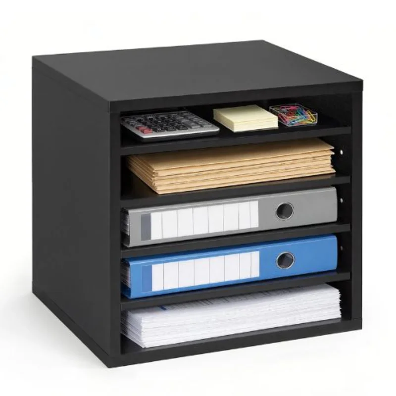 5 Compartment Desk Literature Organizer File & Mail Sorter (Black)