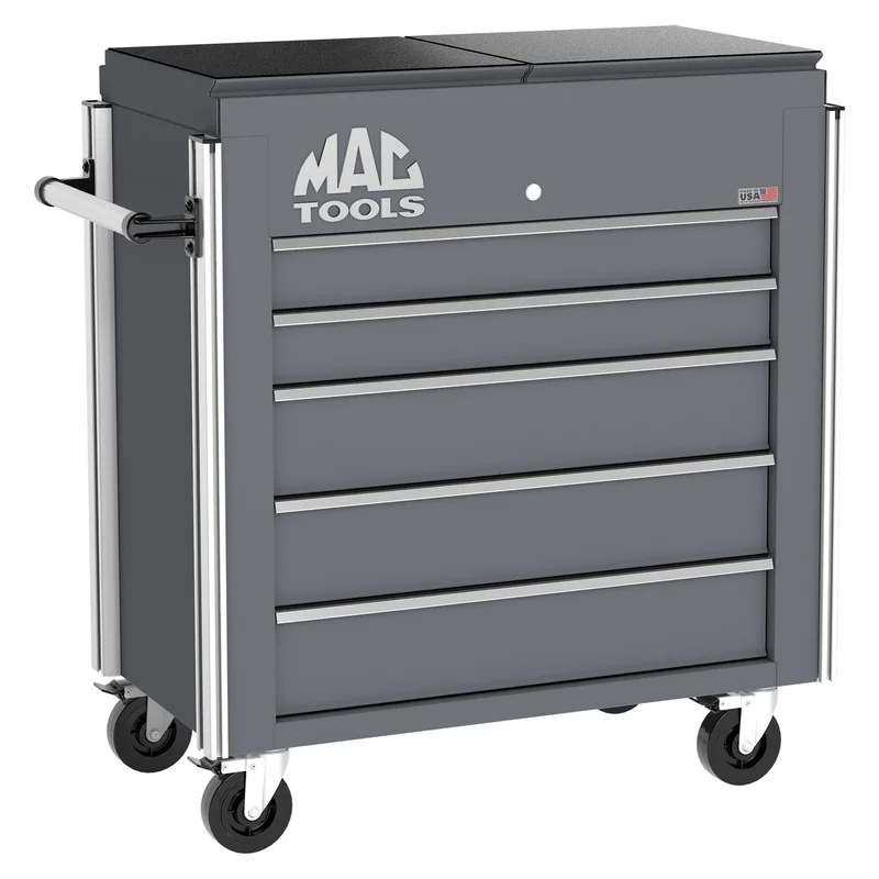 5-Drawer Utility Cart w/ Split Sliding Lid - Carbon Gray